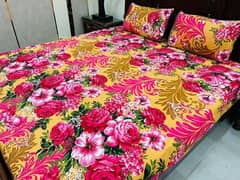 3 pcs cotton printed double bedsheet