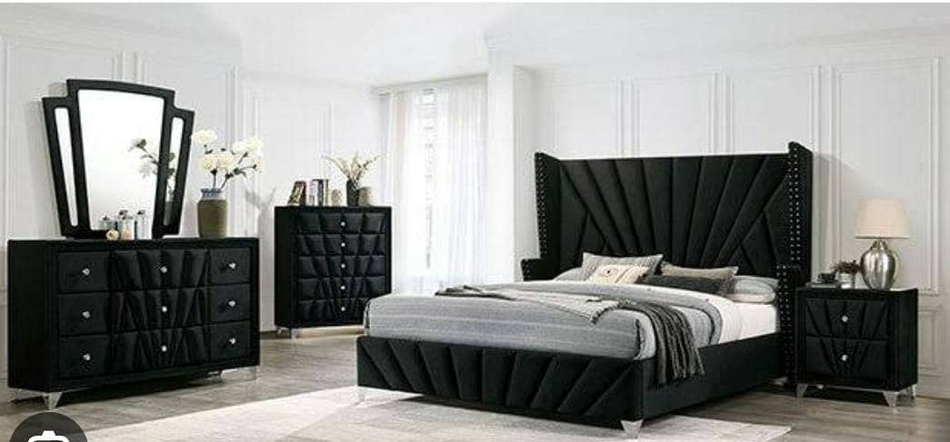 Velvet poshish bed / bedset / double bed / king size bed / 7