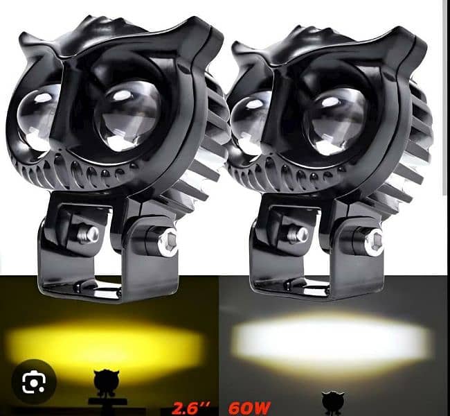 2 pcs owl shape fog yellow and white headlights 7