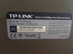 TP Link 24 port 10/100 switch, 220 volt operational, for sale availab