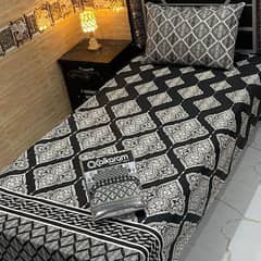 4 Pcs Cotton Mix Printed Single Bedsheet