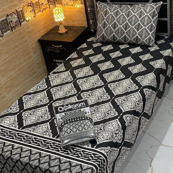 4 Pcs Cotton Mix Printed Single Bedsheet 0