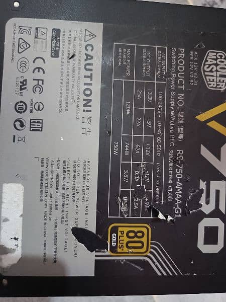 Cooler Master V750 Semi modular 80 plus Gold PSU 15