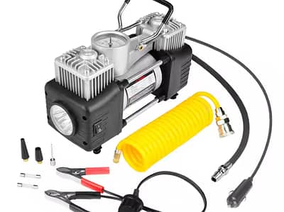 Double Cylinder Car Air Pump Car Air Compressor Tire Inflator & Toolki 0