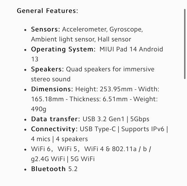 Xiaomi Pad 6 8/256 144HZ 4K Snapdragon 870 5