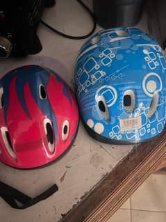 2 Knee Safety Guard Sets + Helmets for Kids