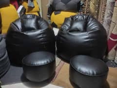 pack of 2 Leather Xl set with Free footrest and pillows