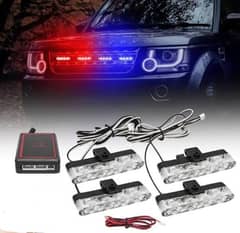 Car Led Flash Light Car Grill Flasher Red And Blue