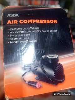 ASDA Portable Air Compressor - 150 PSI, 12V Power Socket, 3m Power