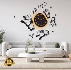 Butterfly Laminated Wall Clock With Backlight