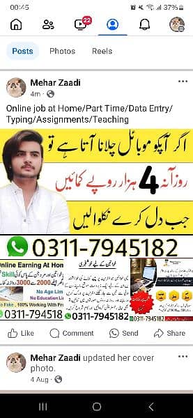 Online job at Home/Part Time/Data Entry/Typing/Assignments/Teaching 1