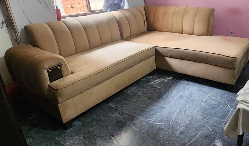 wooden L shaped Sofa 1