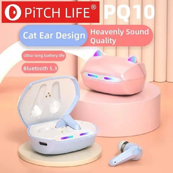 PQ10,RGB,Cat Ear,TWS Bluetooth 5.3 Earphone Earphone Wireless In 1