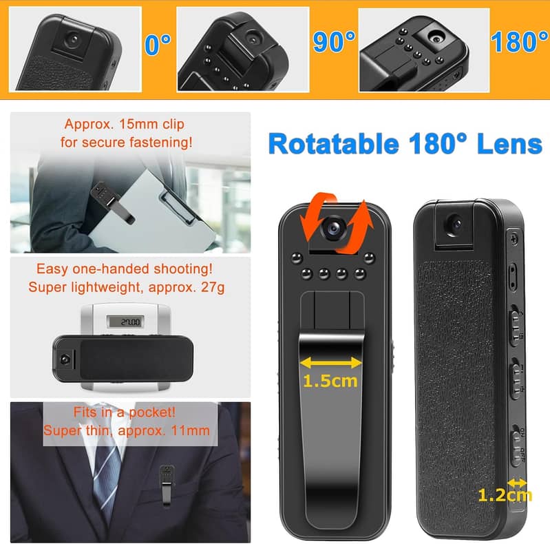 WiFi Pocket Camera 1080p HD Video Audio Recorder IR, Motion Detection 2