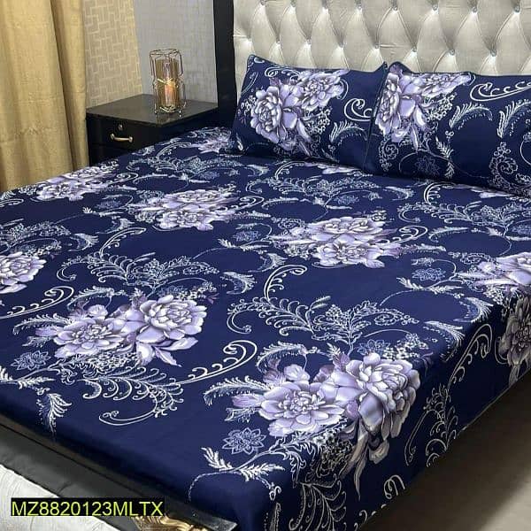 3 Pcs Crystal Cotton Printed Double Bedsheets , free delivery 0