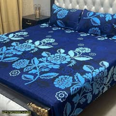 3 Pcs Crystal Cotton Printed Double Bed Sheet