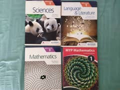 Multiple MYP books from Hodder education and Oxford Press