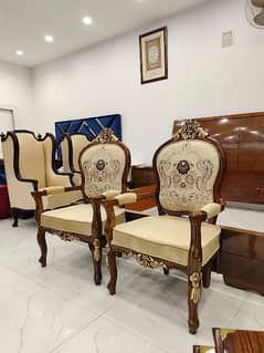 #Bedroom Chairs #Chinioti wooden chair #highback bedroom chairs set