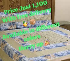 3 Pcs Cotton Patchwork Double Bedsheet with Free delivery