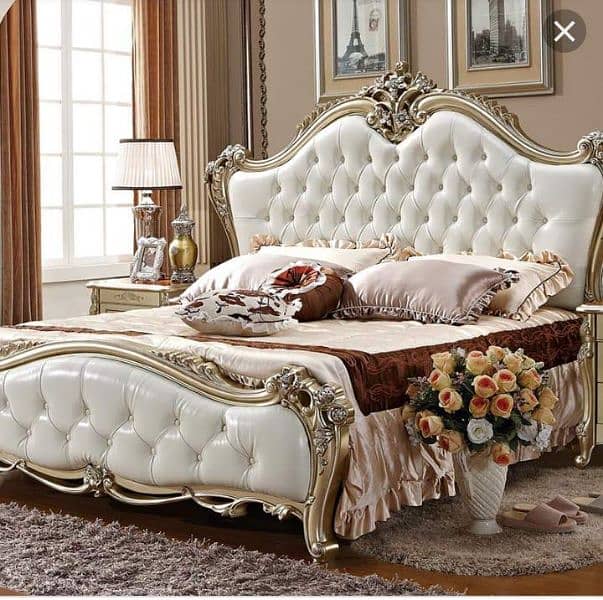 #Cushion bed set#Poshish bed#Chinioti wooden bed#simple bed#double bed 9