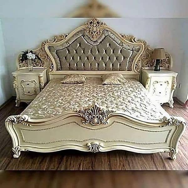 #Cushion bed set#Poshish bed#Chinioti wooden bed#simple bed#double bed 14