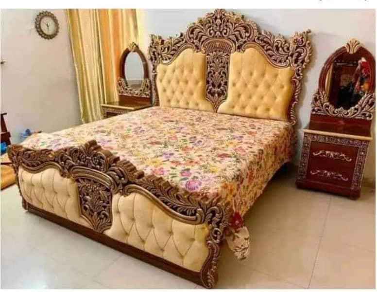 #Cushion bed set#Poshish bed#Chinioti wooden bed#simple bed#double bed 15