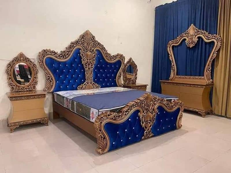 #Cushion bed set#Poshish bed#Chinioti wooden bed#simple bed#double bed 16