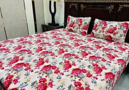 Double Bedsheet Set / Cotton Printed Sheets / 3 Pcs Bedding Set