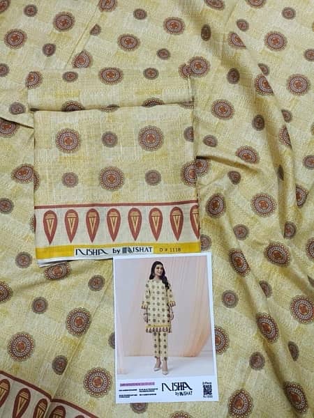 2 Pcs Women's Unstitched Khaddar Printed suit 3