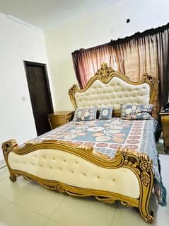 Designer made Bed Set Along Sidetables and dressing