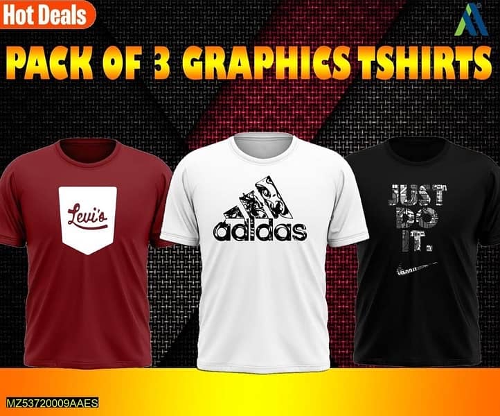 3PCs men’s Dri fit Printed T-shirt 2