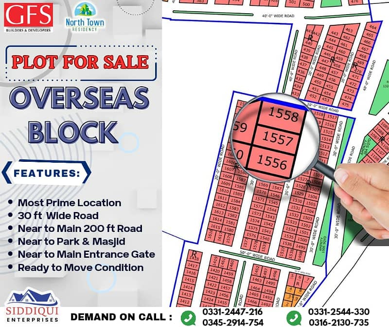 PLOT SALE IN NORTH TOWN RESIDENCY OVERSEAS BLOCK PHASE 1 0