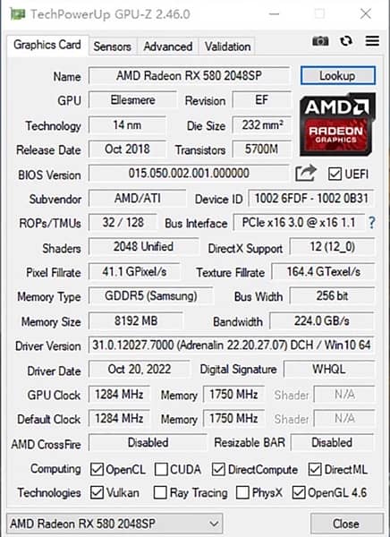 RX 580 8GB 2048SP Graphic Card 6