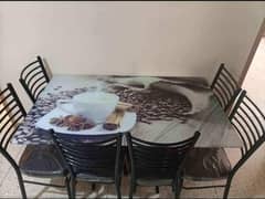 Glass Dinning Table with 6 Chairs