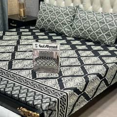 cotton salonica printed double bedsheet