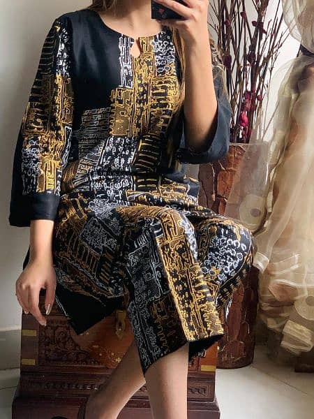 2 Pcs Women Stitched Linen Printed Suit WhatsApp # 0329/4027/982 1