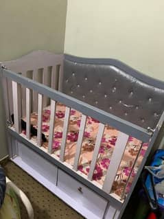 Wooden Baby Crib - 4 wheelers