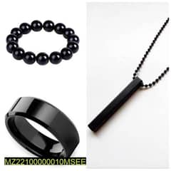 Vertical bar boys pendant ring and bracelet set ,pack of 3