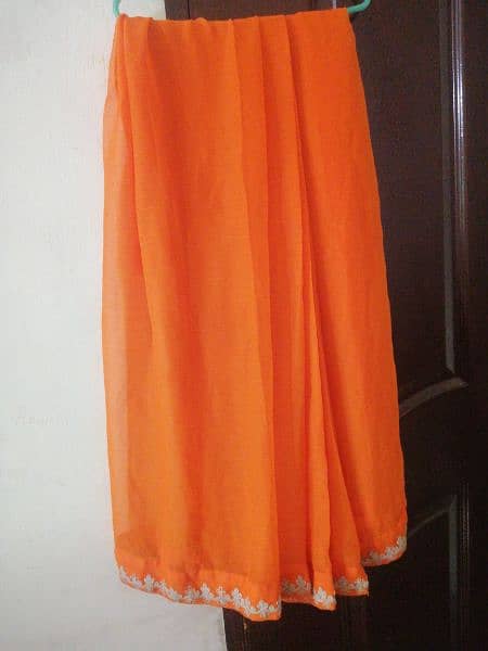 saree orange, blouse gray 1