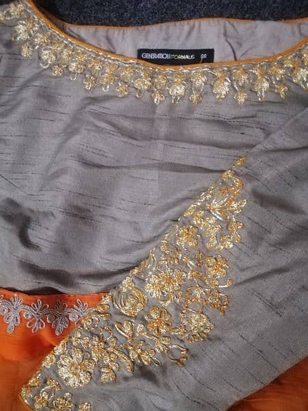 saree orange, blouse gray 2