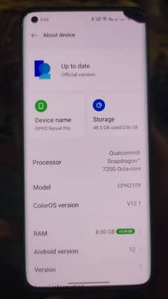 oppo Reno 4 pro ram 8+5. memory 256