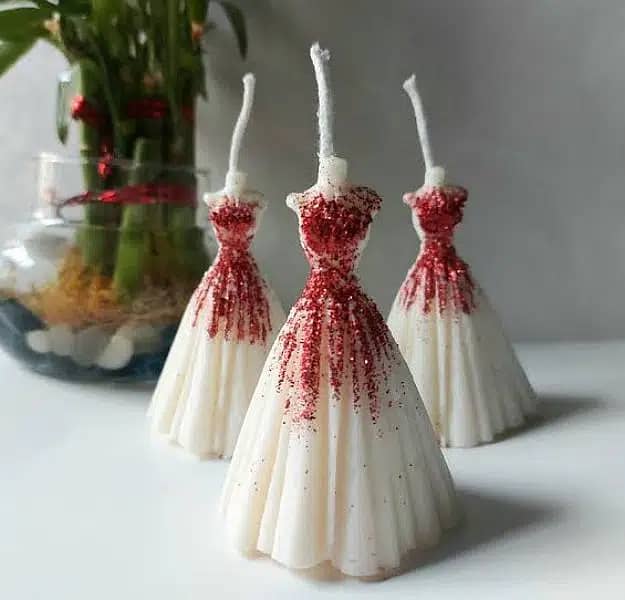 bridal dress candle barbie /gift /decor 2