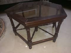 Premium wood centre table with glass