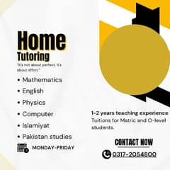 Home Tuition For O-levels/Matric