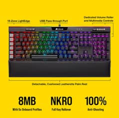 Corsair k95 platinium white keycaps full machanical RGBgaming keybord