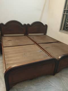 2 Single Beds ORIGINAL SHEESHAM WOOD (Price negotiable)