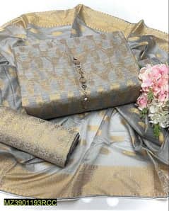 3 Pcs Women Unstitched Jacquard Printed Suit