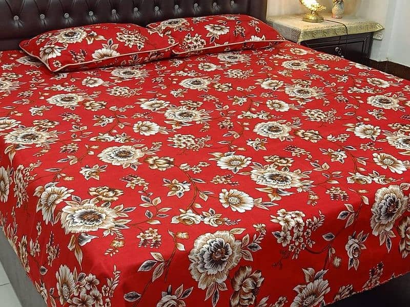 3Pcs Crystal Cotton Printed Bedsheet 3