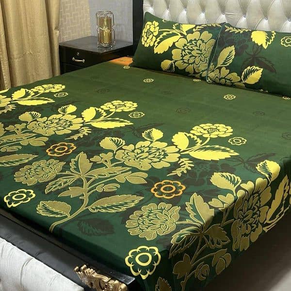 3Pcs Crystal Cotton Printed Bedsheet 11