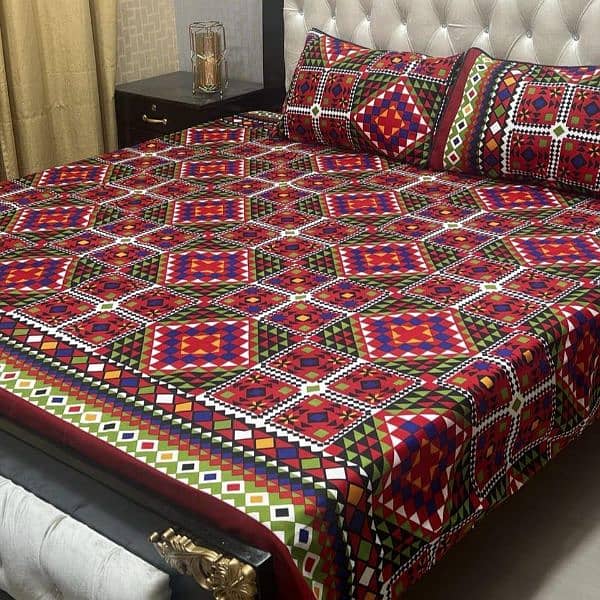 3Pcs Crystal Cotton Printed Bedsheet 13